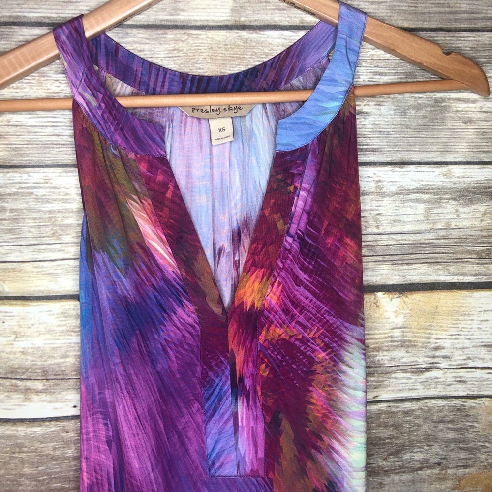 Presley skye 100% silk tie dye high low dress XS - Picture 6 of 8